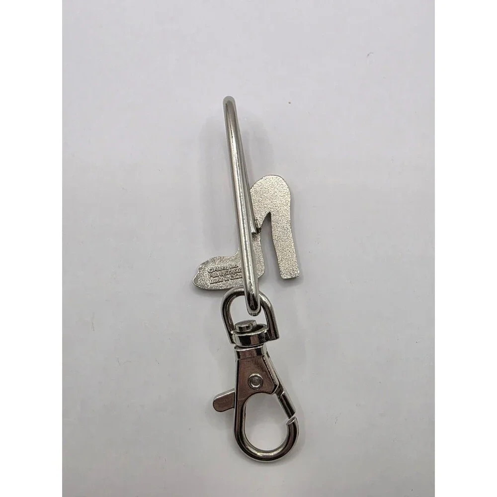 Alexx Purse Hook Keyring Bag Hanger Black w\ Green High Heel Sivertone